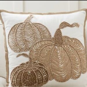 Pottery Barn Tan and White Pumpkin Pillow
